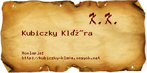 Kubiczky Klára névjegykártya