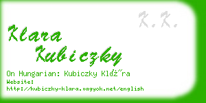 klara kubiczky business card